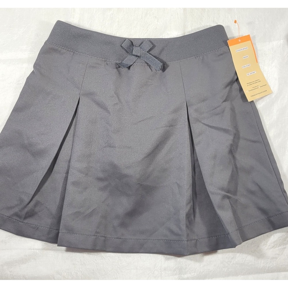 French Toast Girl's Schoolwear 100% Polyester Pleat Front Skort - Gray - Size 6